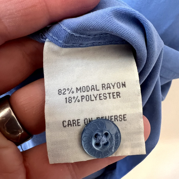 SOLITUDE Men's Blue Button Front Casual Shirt Modal Rayon Soft Lightweight XXL - Picture 6 of 7